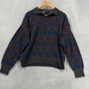 The Italian Sweater Mens Large Wool Argyle‎ Long Sleeve Vintage 90s Old Money